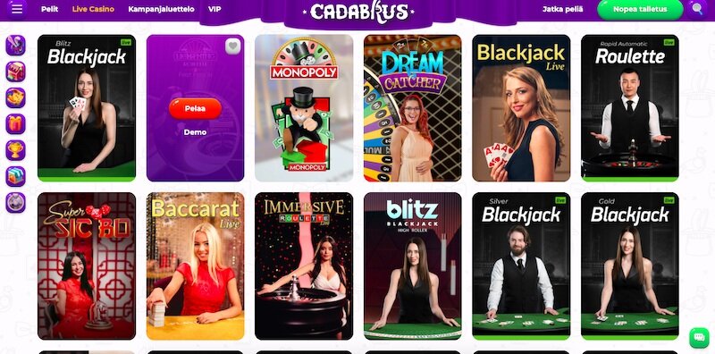 Live casinopelejä Live Casinot