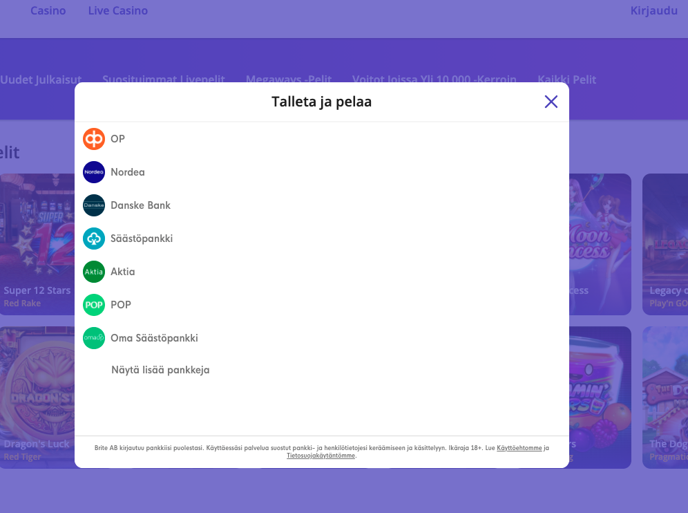 Pankin valinta Valitse pankki
