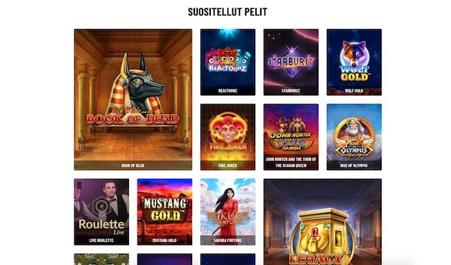 Pelivalikoimaa Kazoom pelivalikoima